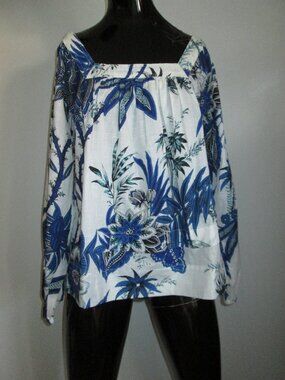 NWT Elie Tahari 100% Cotton Floral Tunic Blouse